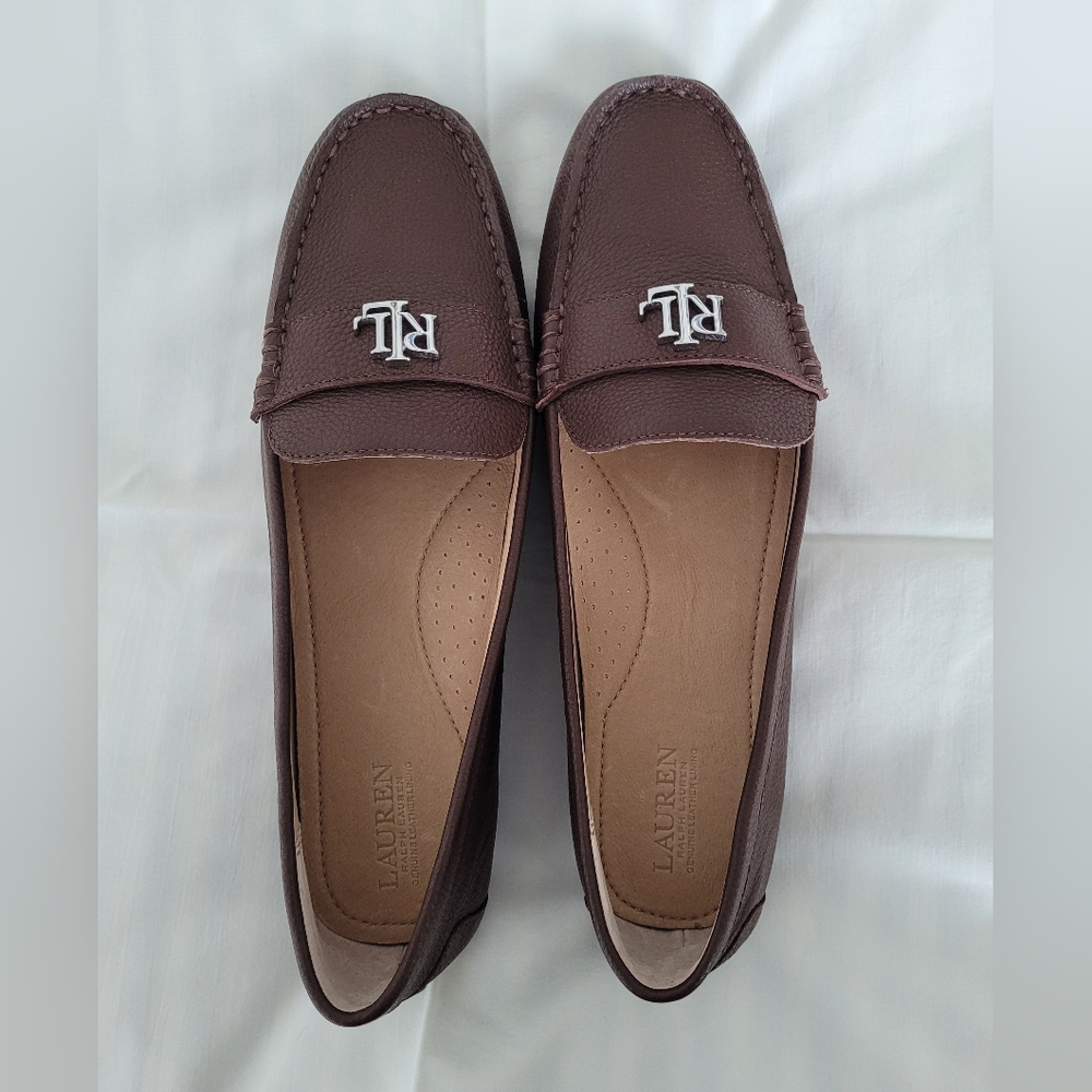 Lauren Ralph Lauren Barnsbury Brown Leather Loafers